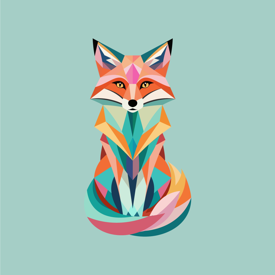 Geometric fox logo design vector illustration Animal logo preview image.