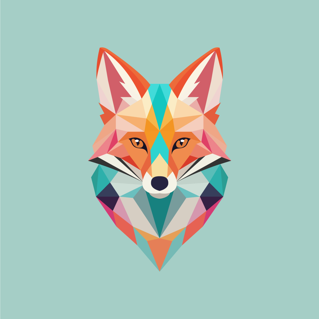 Geometric fox logo design vector illustration Animal logo preview image.