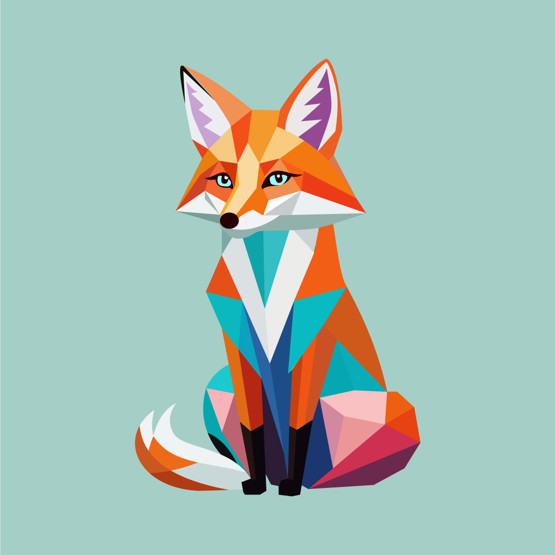 Geometric fox logo design vector illustration Animal logo preview image.