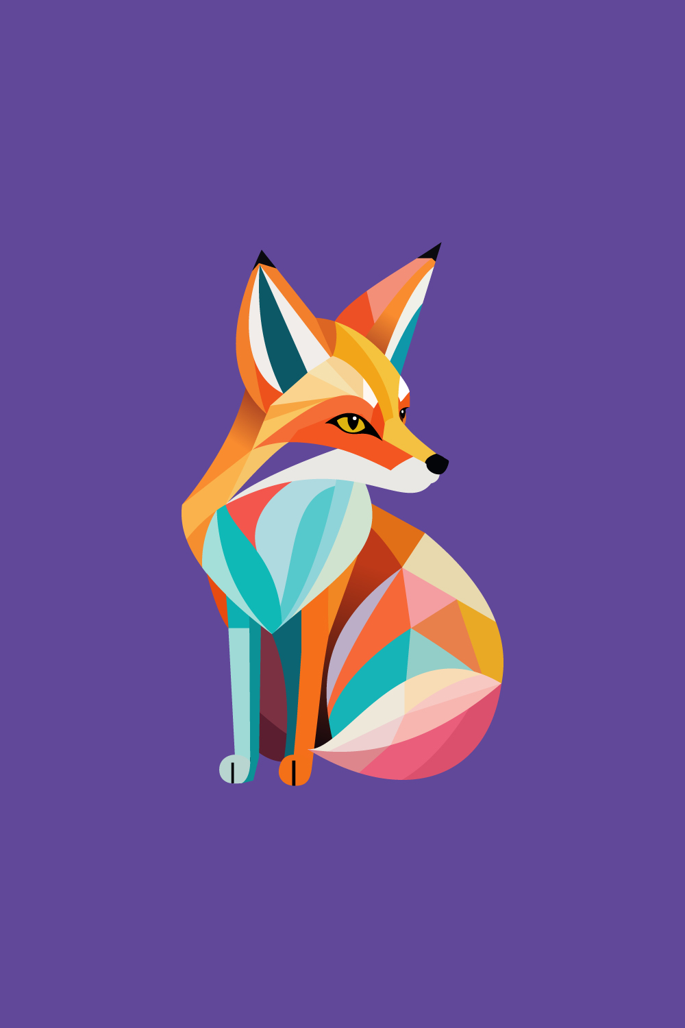 Geometric fox logo design vector illustration Animal logo pinterest preview image.