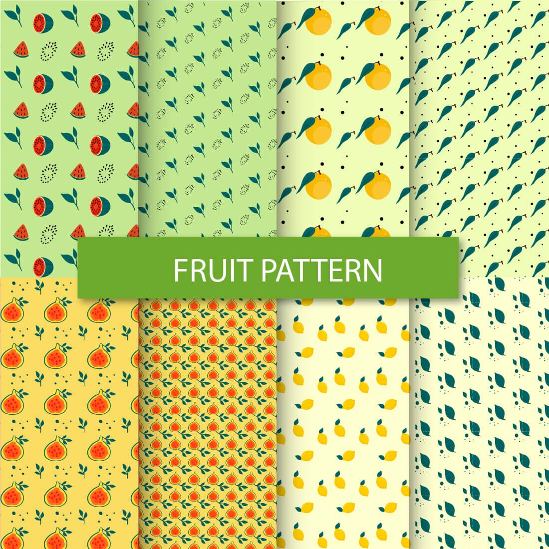 Vector hand drawn fruits patten preview image.