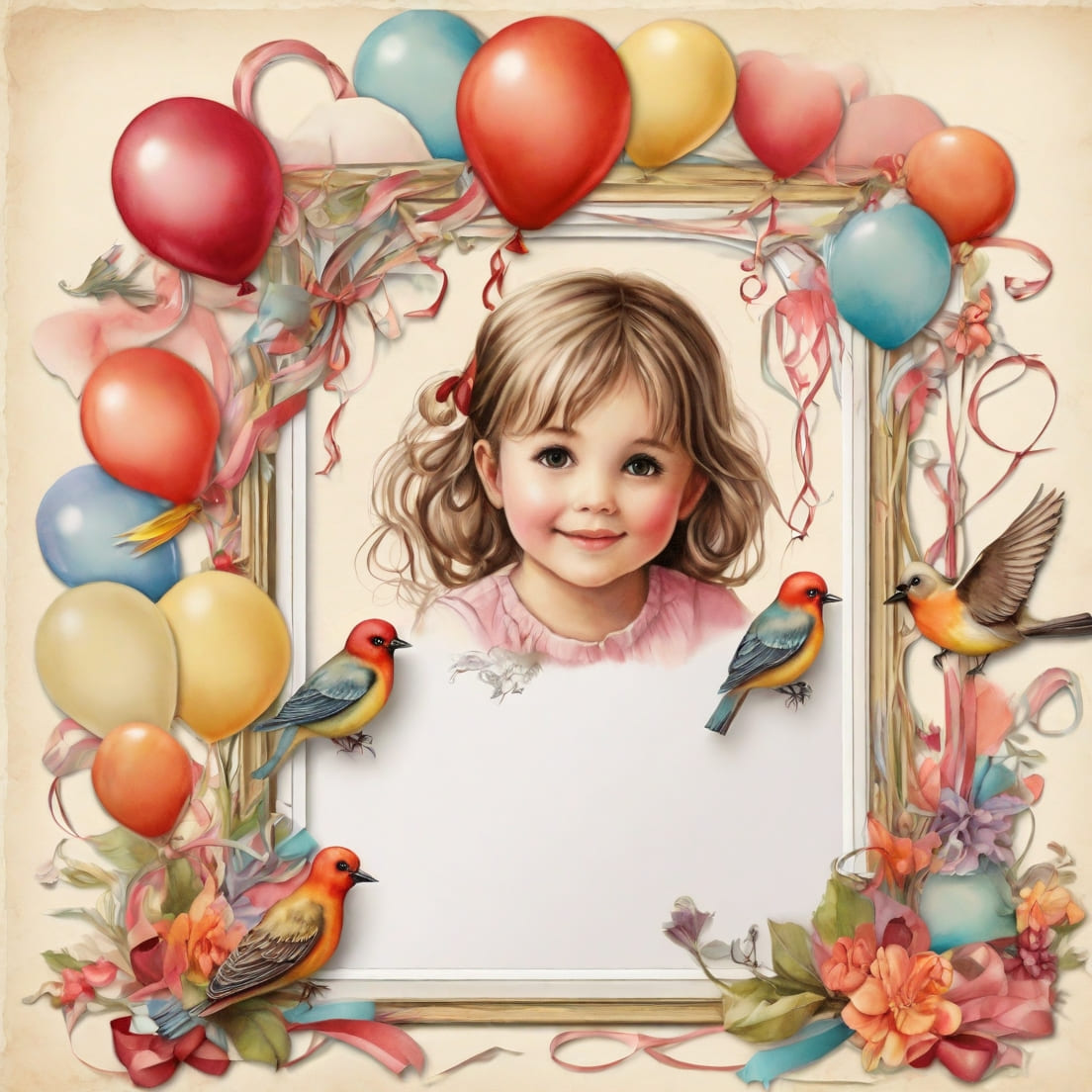 frame postcard balloons ribbons birds ch 1 120