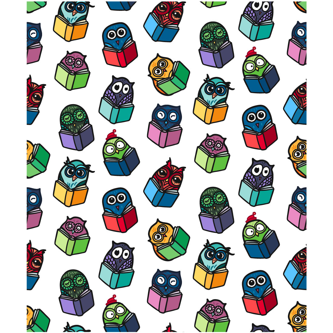 Fun Owls with Books Patterns preview image.