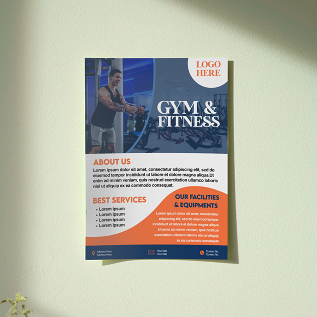 Fitness Gym Flyer Template preview image.