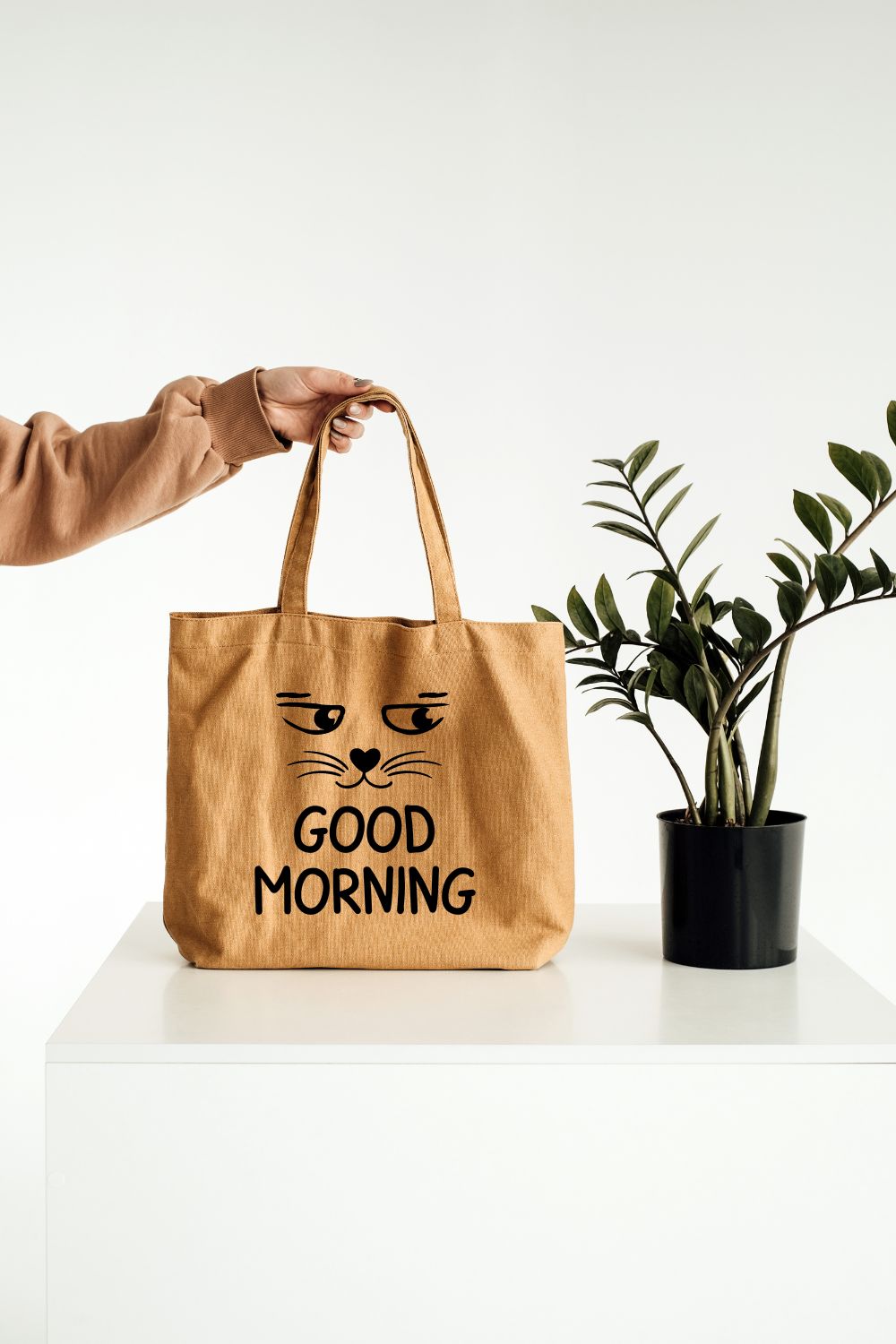 Good morning with cute cat vector pinterest preview image.