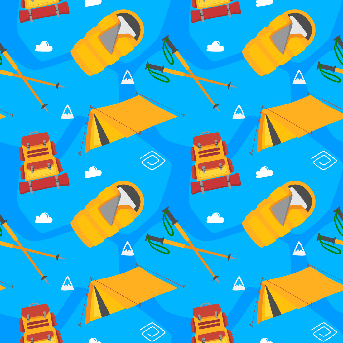 Hiking Seamless Pattern preview image.
