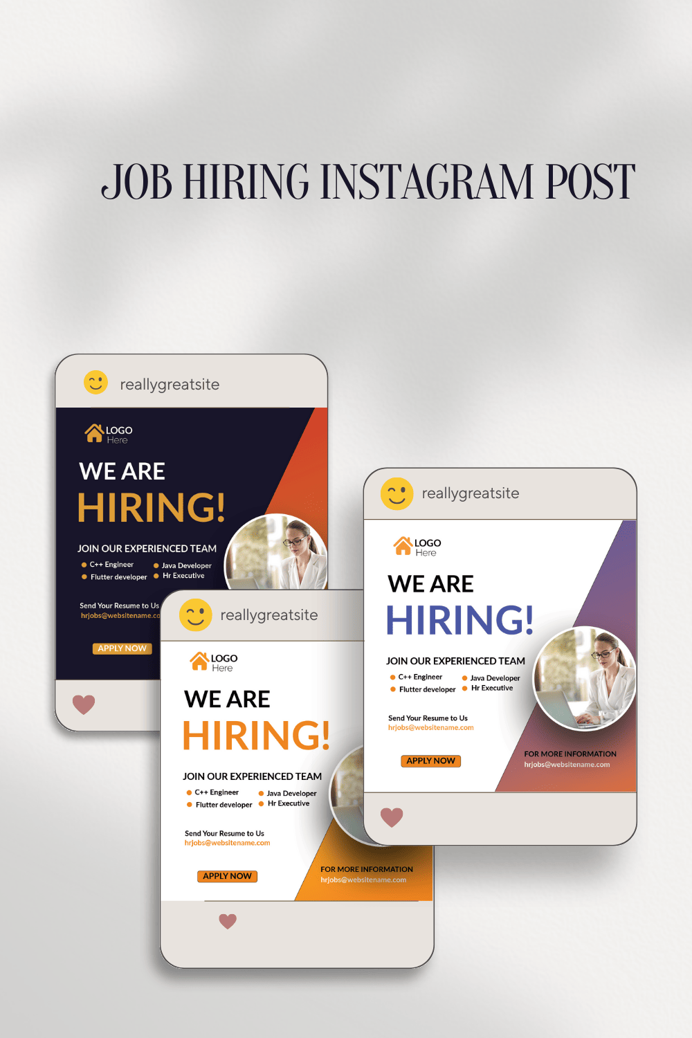 We are hiring employee job social media banner post template pinterest preview image.