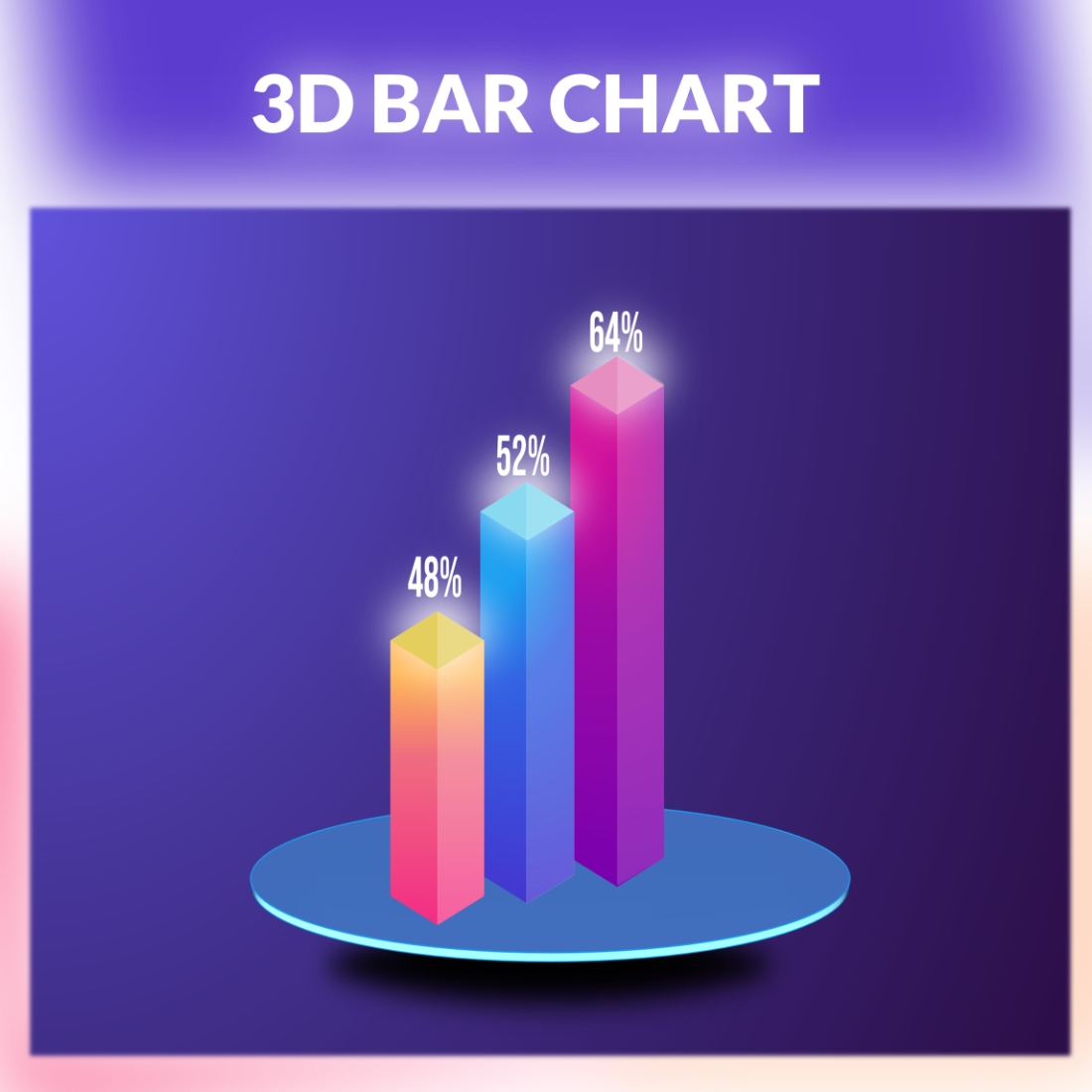 Creative 3D CHART ILLUSTRATION CHART Illustration Pai chart illustration preview image.