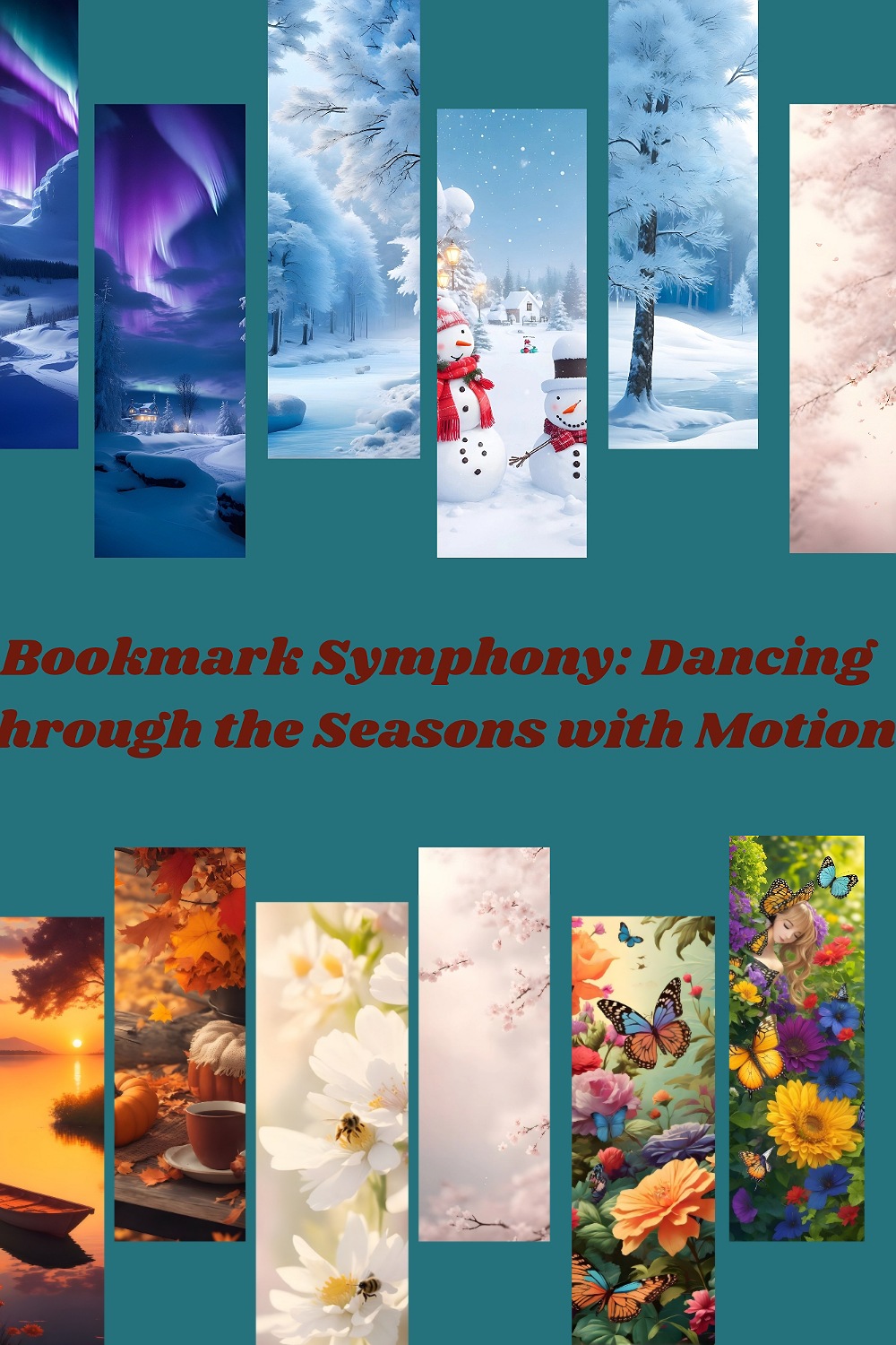 Bookmark Symphony: Dancing Through the Seasons with Motion" pinterest preview image.