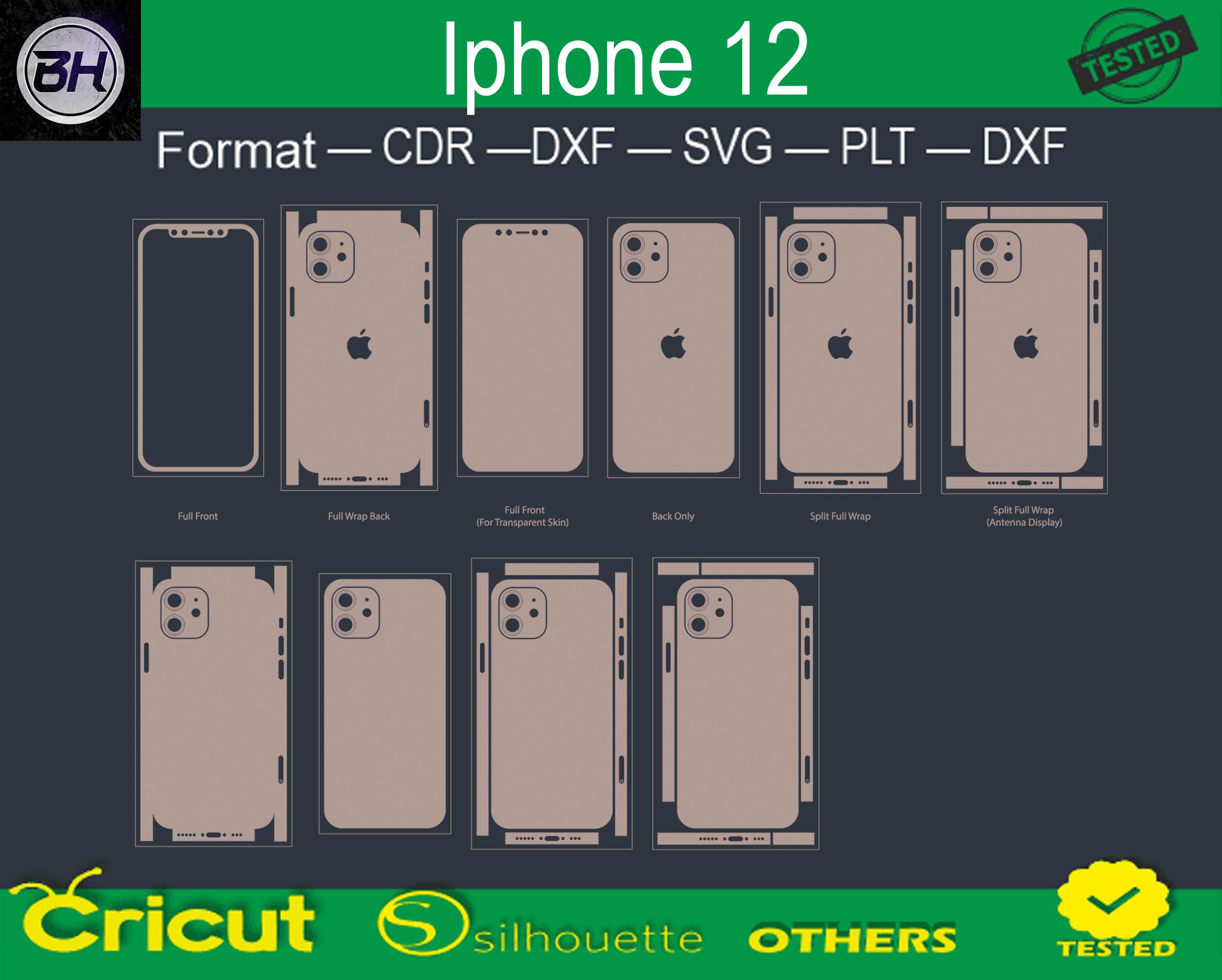 Iphone 12 skin template pinterest preview image.