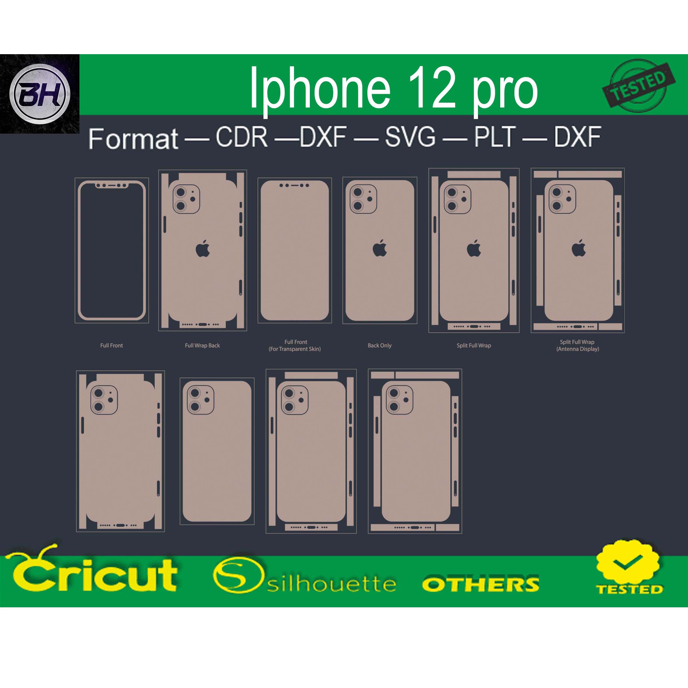 Iphone 12 pro skin template preview image.