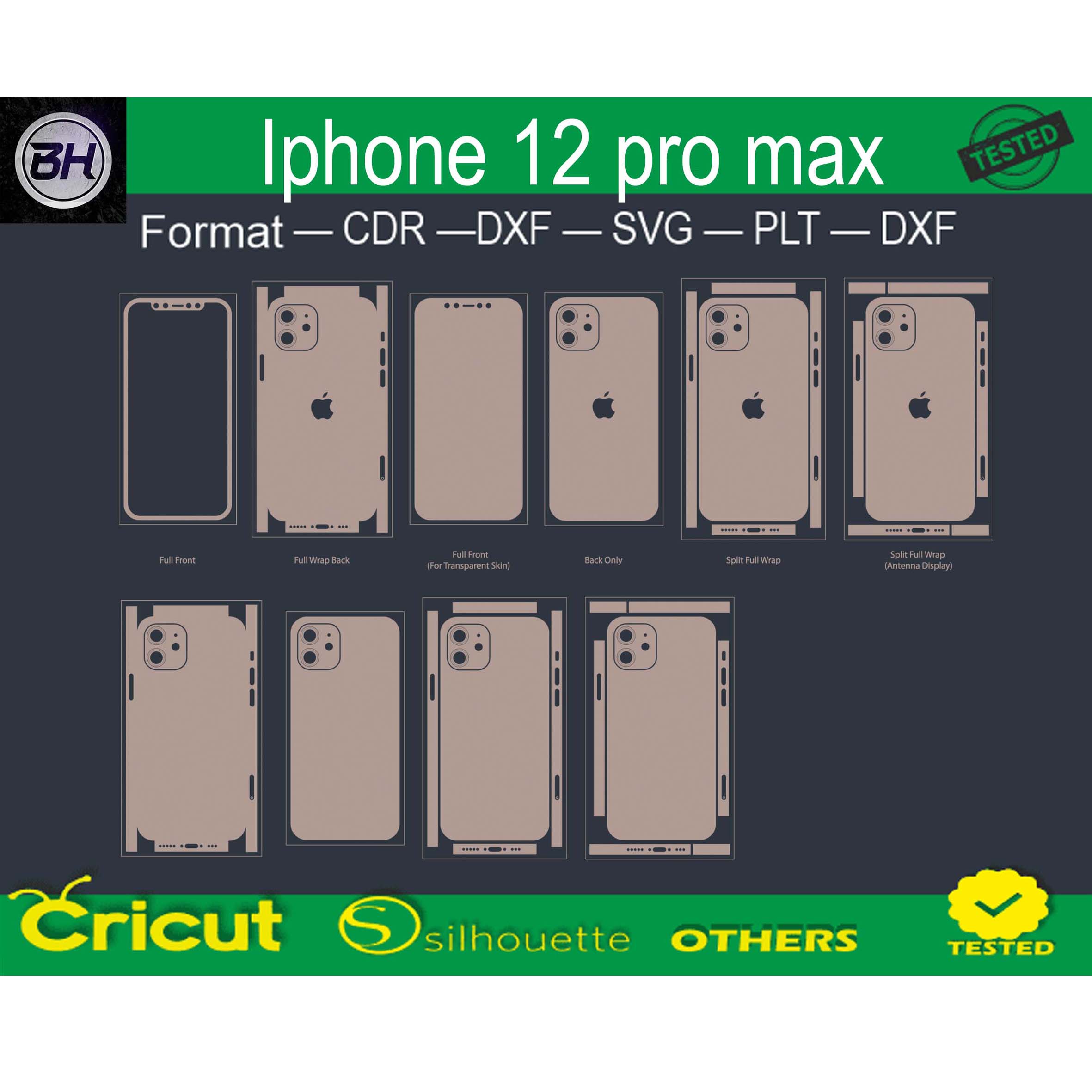 Iphone 12 pro max skin template preview image.