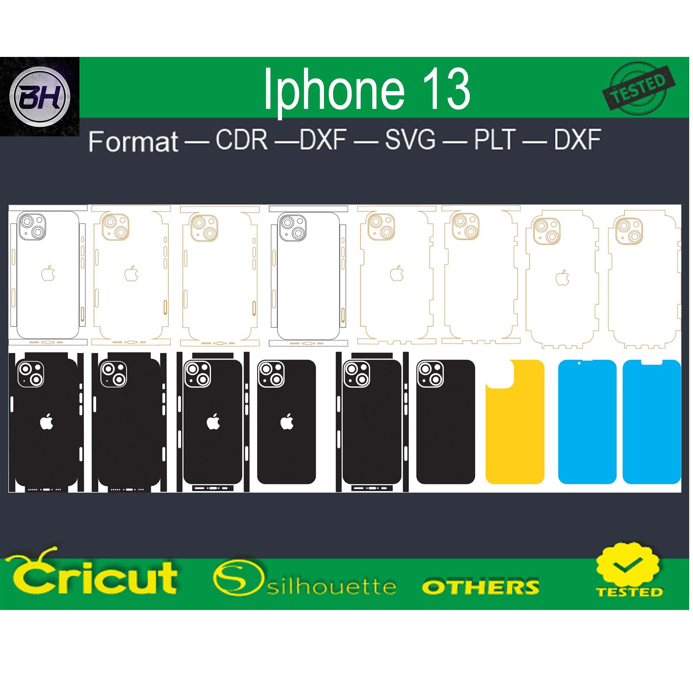 Iphone 13 Skin template pinterest preview image.