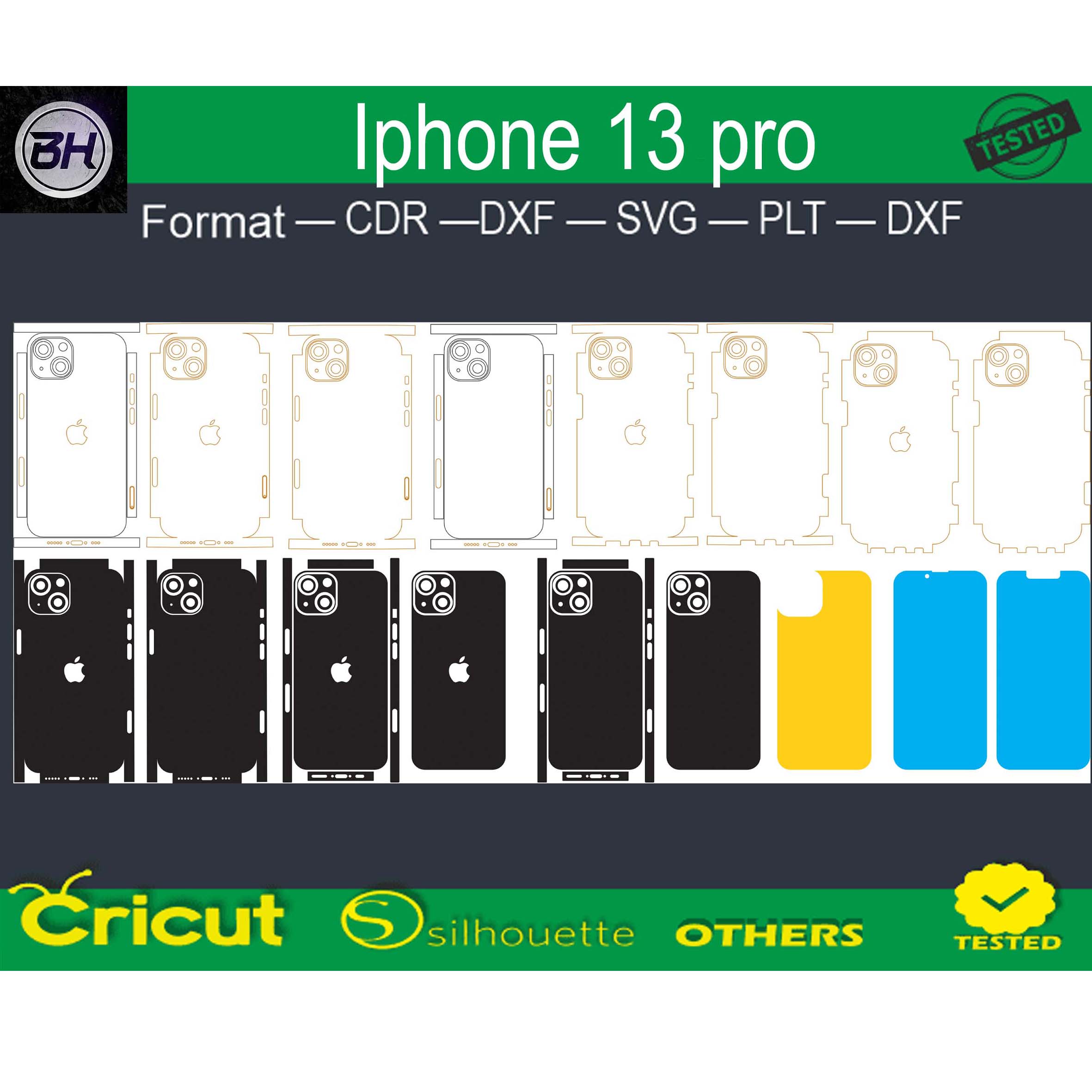 Iphone 13 pro skin template preview image.