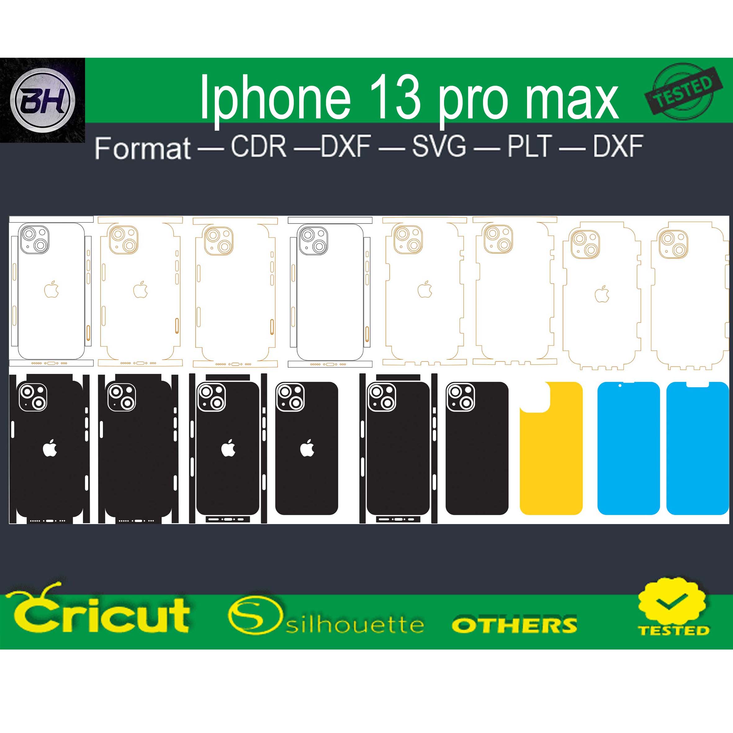 iphone 13 pro max skin template preview image.