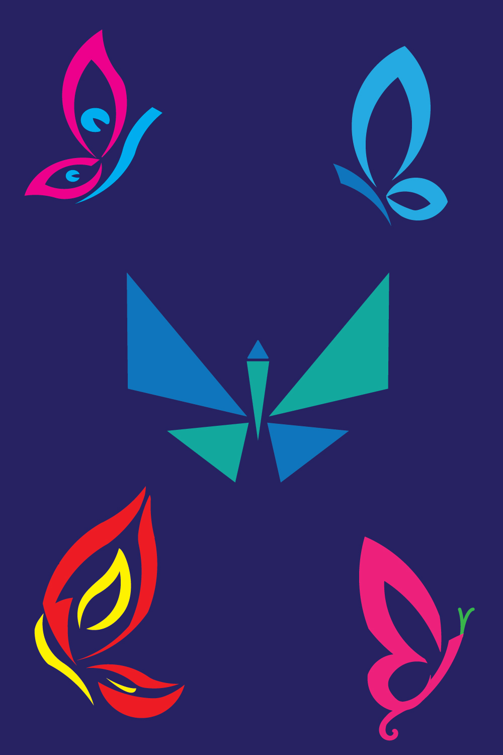 butterfly logo, bird logo, 5 butterfly logo, beautiful logo Caterpillar logo, pinterest preview image.