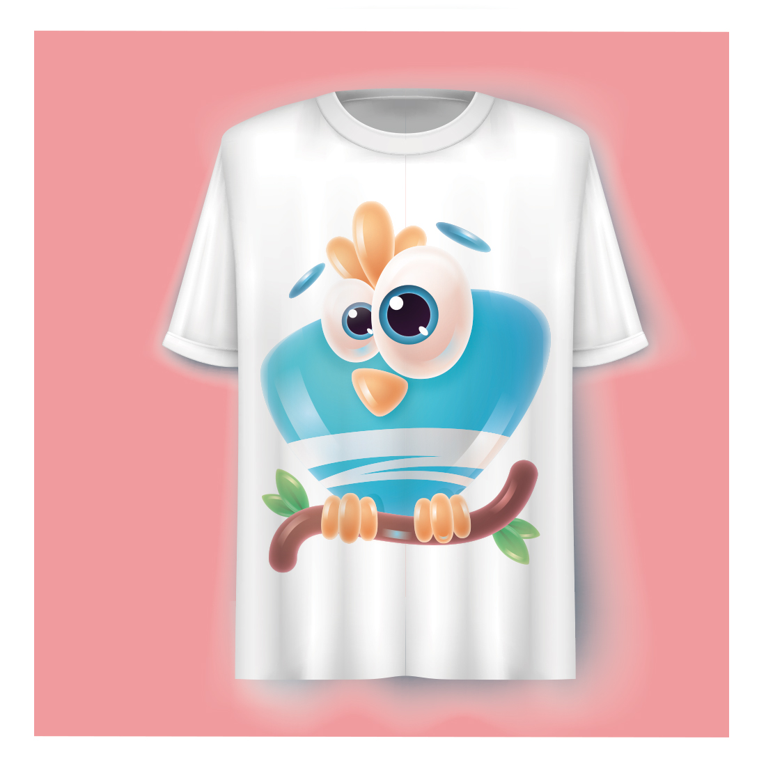 3D Bird Illustration with Shirt Mockup preview image.
