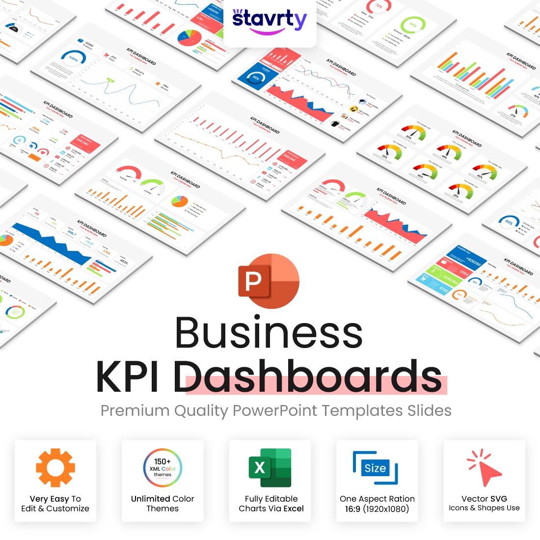 KPI Dashboard Presentation slides cover image.