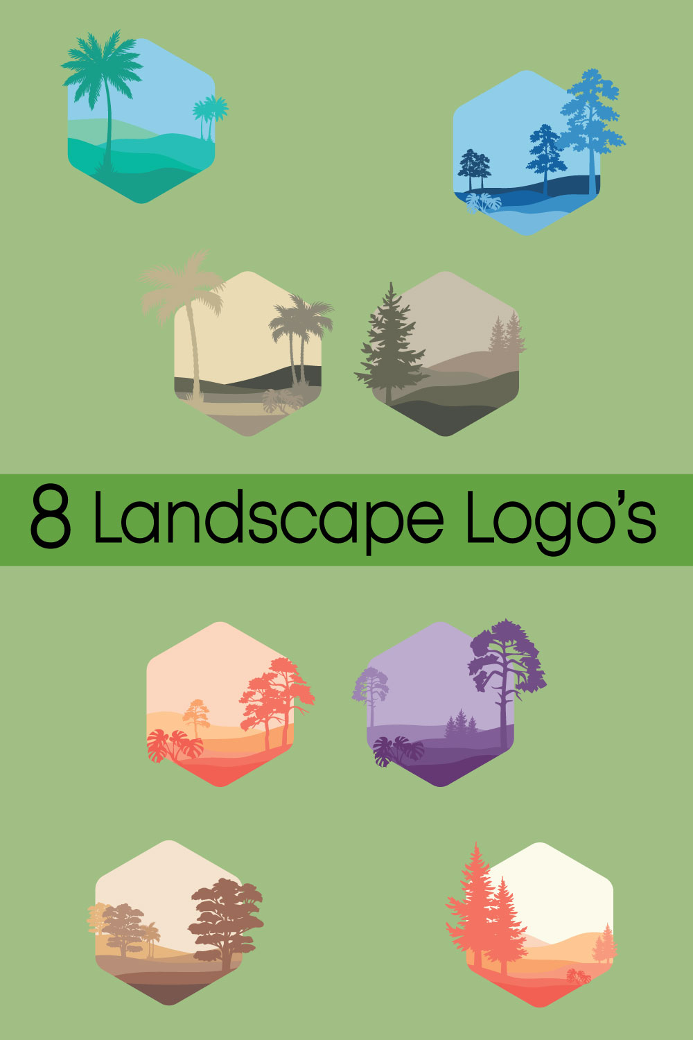 8 Landscape Logos pinterest preview image.