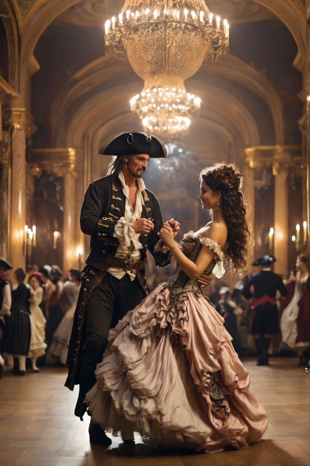 pirates, ball, palace, retro, ladies, dancing pinterest preview image.