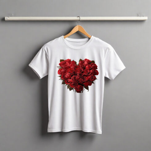 Heart shape red color rose flower pattern vector artwork cover image.