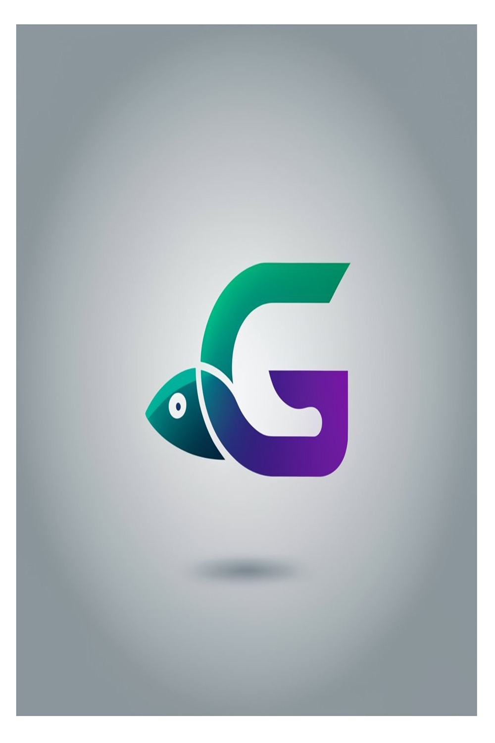 Letter G - Gradient Fish Logo Design Template pinterest preview image.