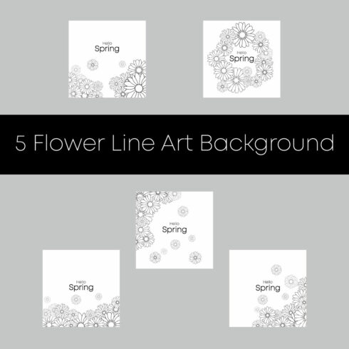 5 Flower Line Art Backgrounds cover image.