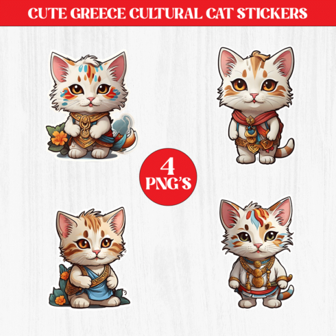 Cute Ancient Greece Cultural Cat Stickers PNG’s cover image.
