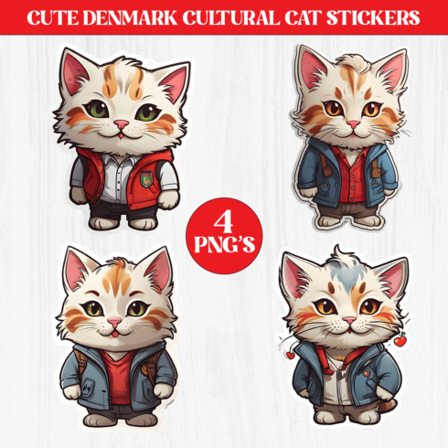 Cute Denmark Cultural Cat Stickers PNG’s cover image.