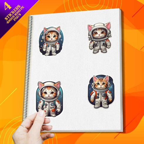 Cute Astronaut Cat Stickers PNG’s cover image.