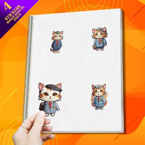 Cute Flight Attendant Cat Stickers PNG’s cover image.