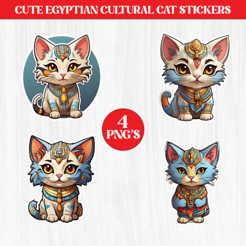Cute Egyptian Cultural Cat Stickers PNG’s cover image.
