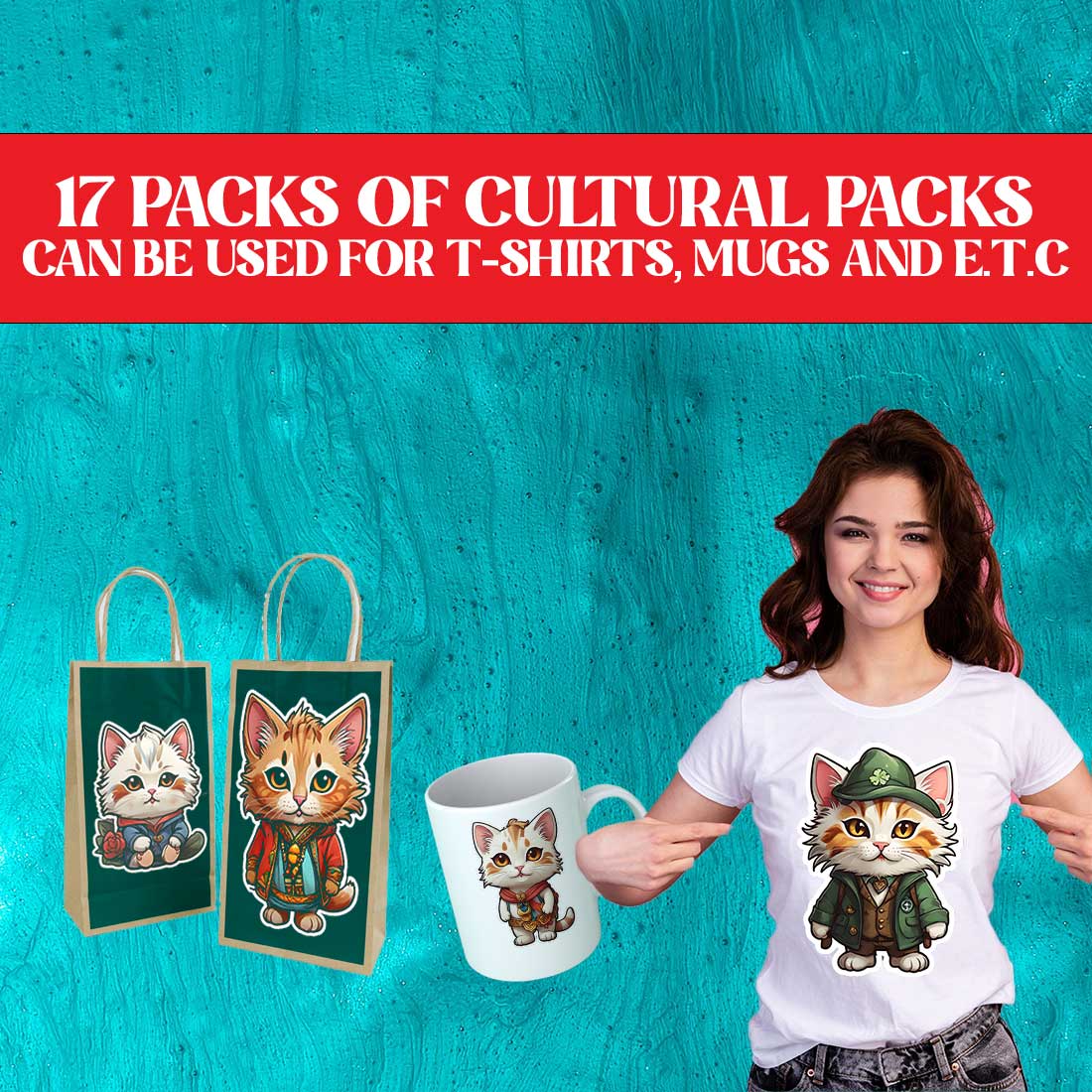 All Cats Cultural Packs PNGs Discounted Price preview image.