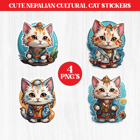 Cute Nepalian Cultural Cat Stickers PNG’s cover image.