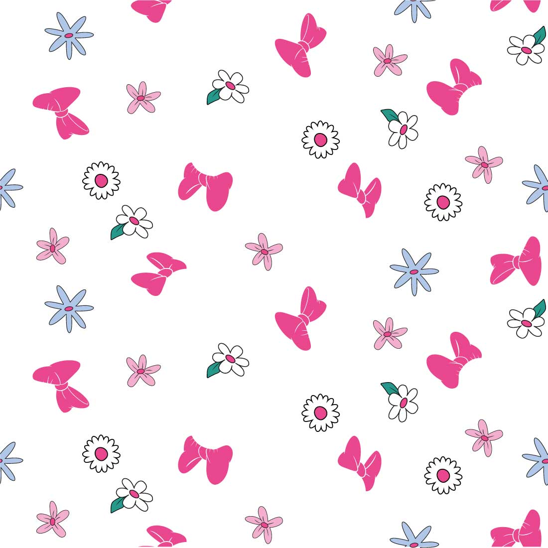 Kids floral Hand Drawn Seamless Pattern Pro Vector preview image.
