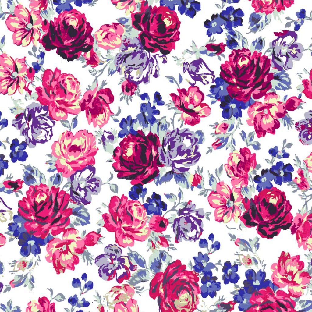 Rose flower Leaf Hand Drawn Seamless Pattern Pro Vector - MasterBundles