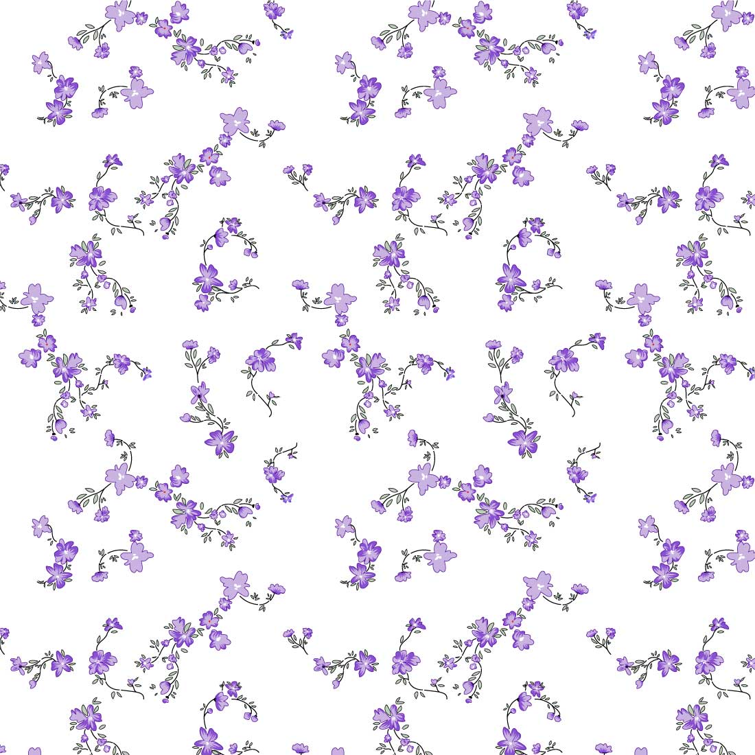 Kids floral Hand Drawn Seamless Pattern Pro Vector preview image.