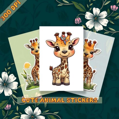 Cute Giraffe Sticker 5 PNG's cover image.