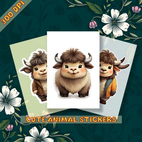 Cute Yak Sticker 3 PNG's cover image.