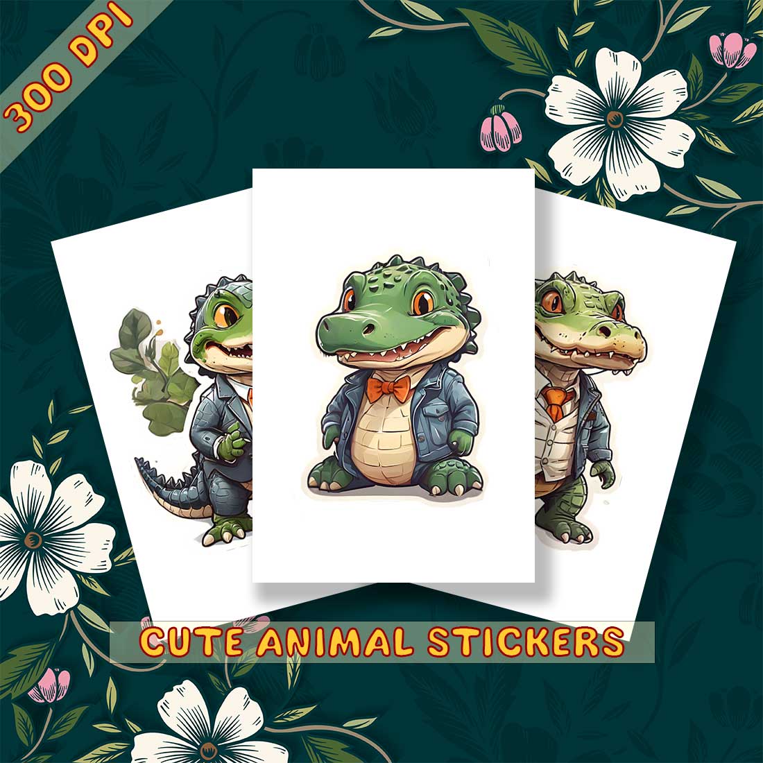Cute Alligator Sticker PNG's preview image.