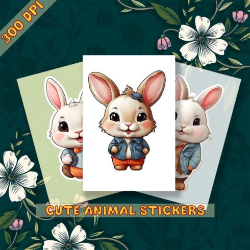 Cute Rabbit Sticker 3 PNG's cover image.