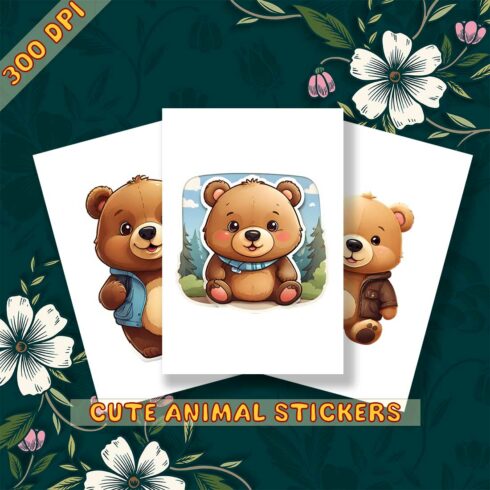 Cute Bear Sticker 3 PNG's cover image.