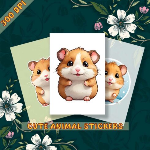 Cute Hamster Sticker 4 PNG's cover image.