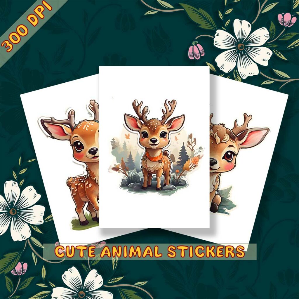 Cute Dear Sticker 3 PNG's - MasterBundles