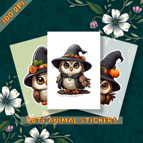 Cute Owl Sticker 3 PNG's cover image.