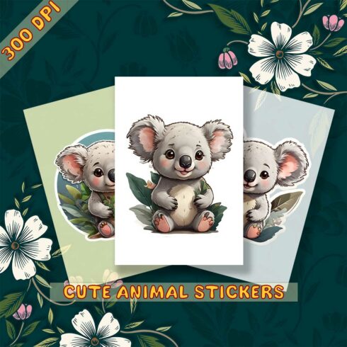 Cute Koala Sticker 3 PNG's cover image.