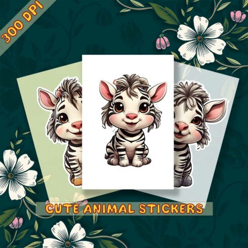 Cute Zebra Sticker 4 PNG's cover image.