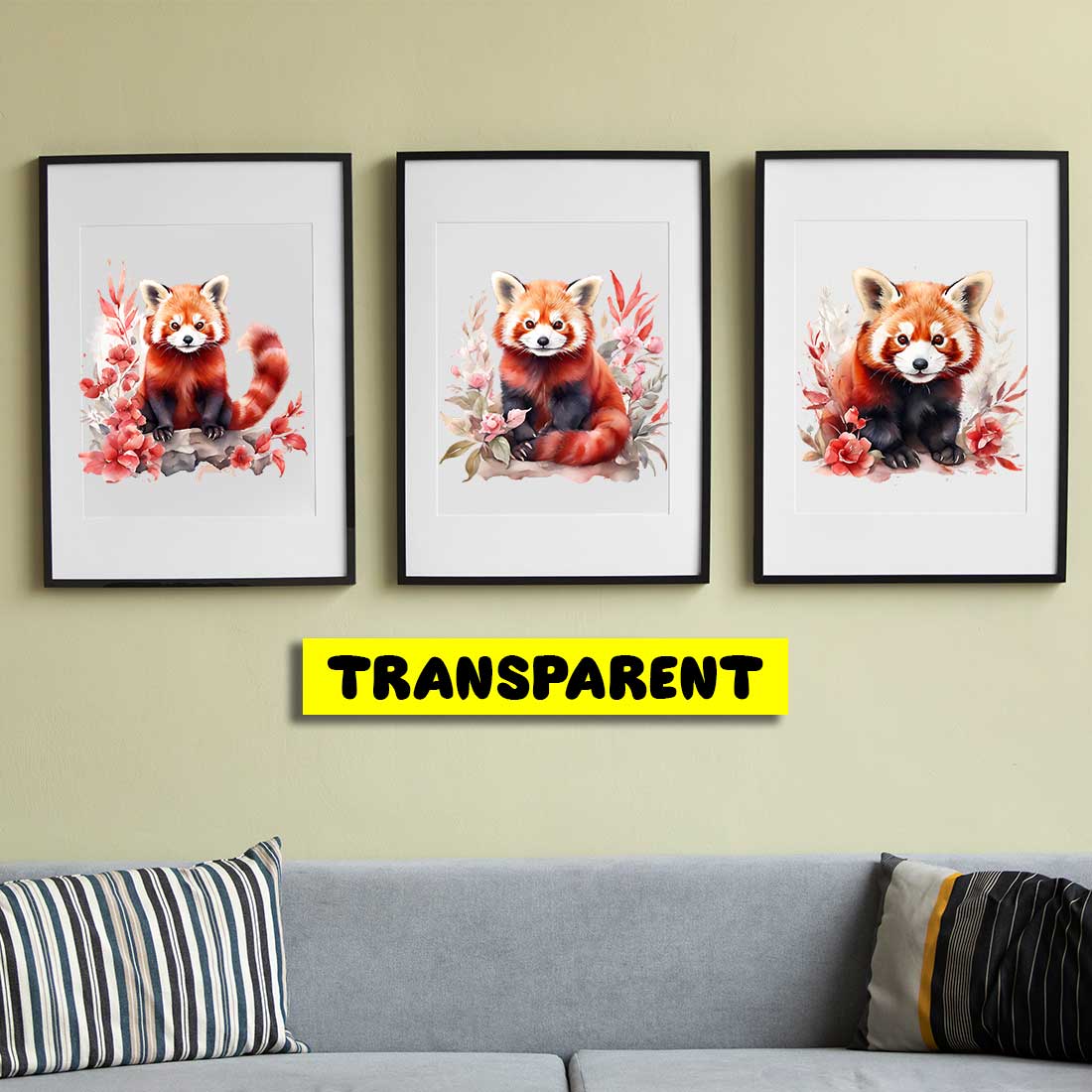 Red Panda Watercolor Art 4 Transparent PNG Illustrations preview image.