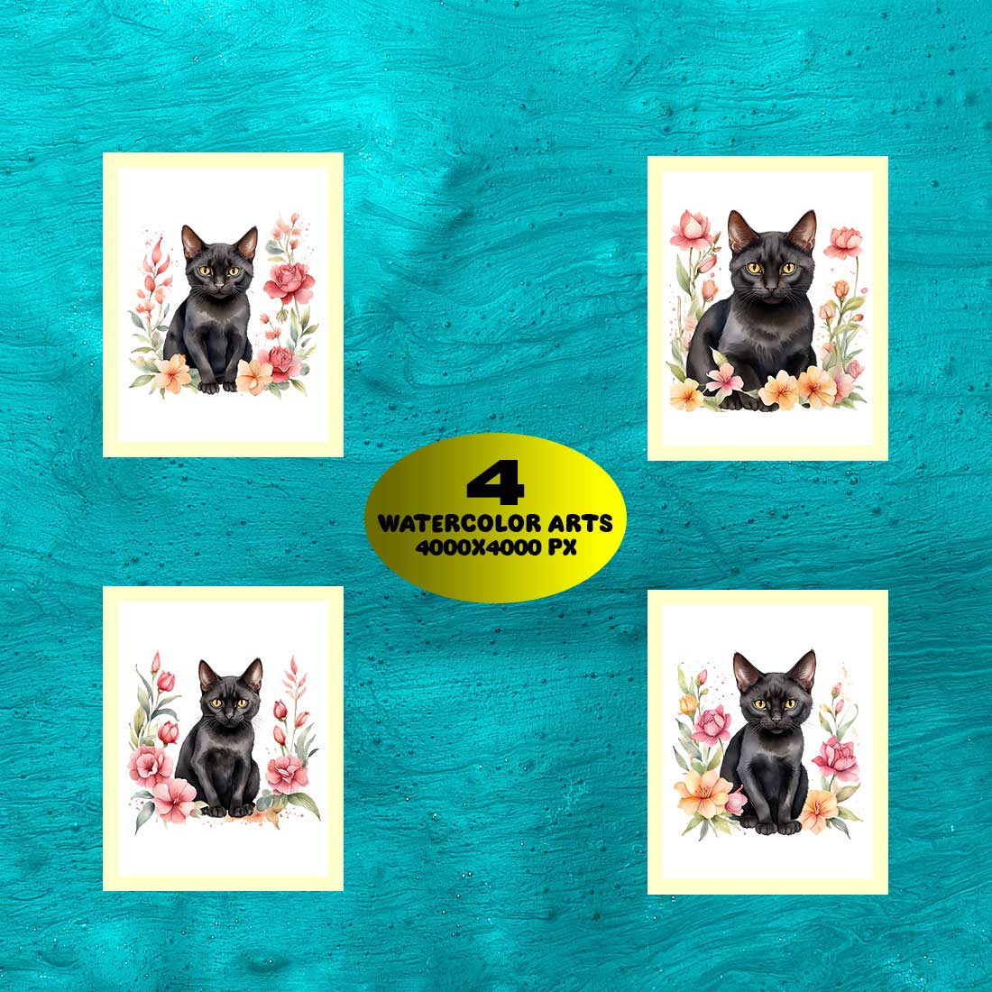 Watercolor Bombay Cat Arts PNG's preview image.
