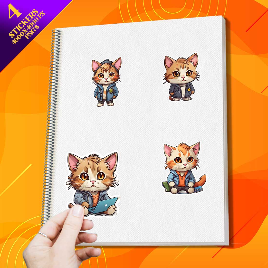 Cute Programmer Cat Stickers PNG’s cover image.